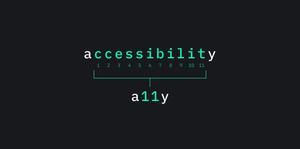 В слове «Accessibility» выделено цветом и пронумеровано 11 букв между первым и последним знаками. Буквы объединены фигурной скобкой, под ней подпись «a11y».