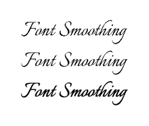 Слова Font Smoothing в Chrome: сверху грубый пиксельный рисунок, посередине более тонкий, внизу более жирный.